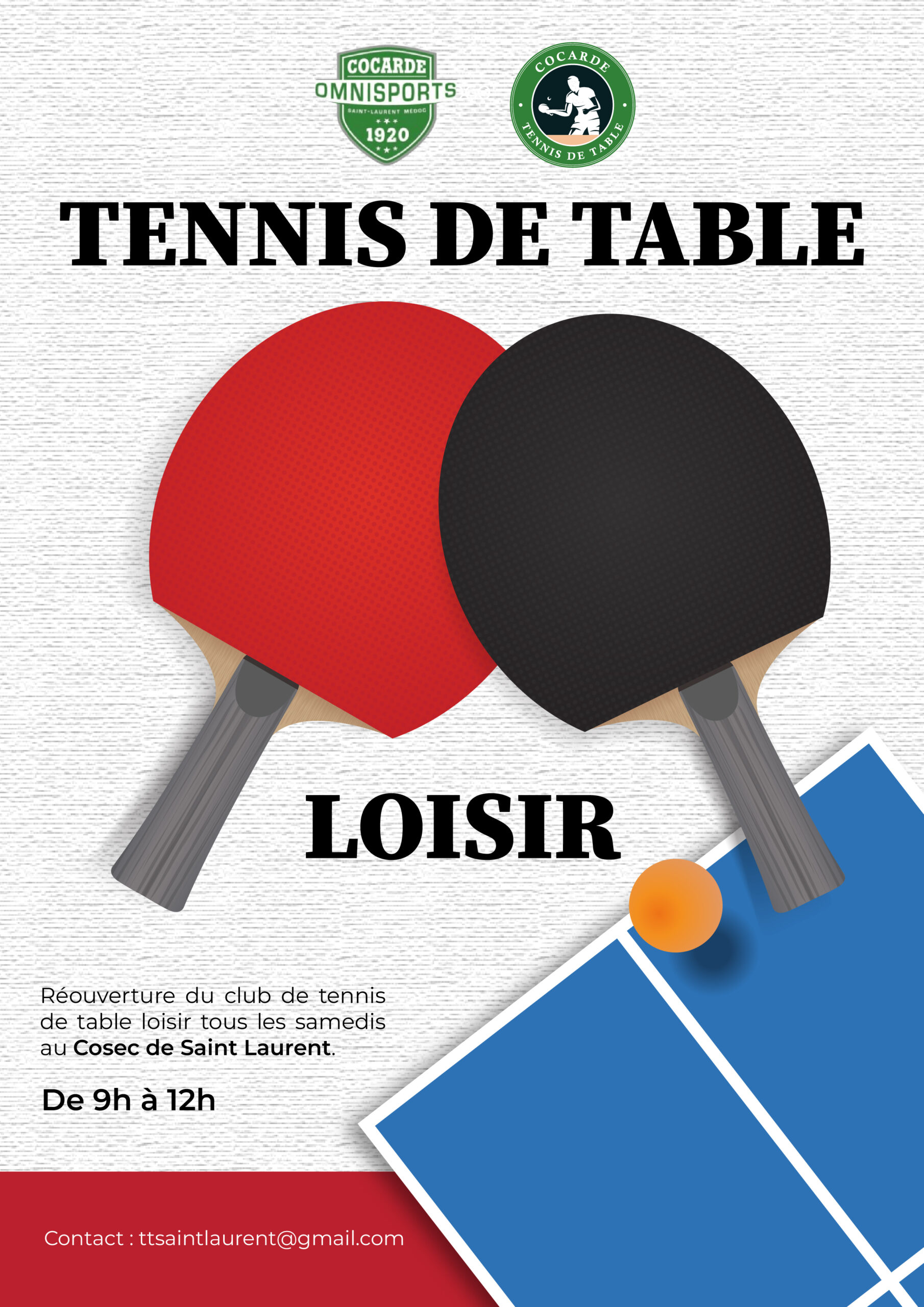 Affiche tennis de table la cocarde